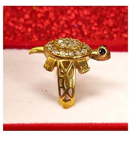 Gold turtle-shaped ring with gemstones 