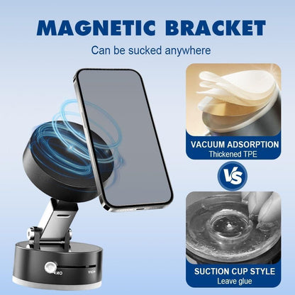 Vacuum Magnetic Suction Phone Holder – 360° Rotating, Foldable, Double-Sided Mount (Pack of 1)