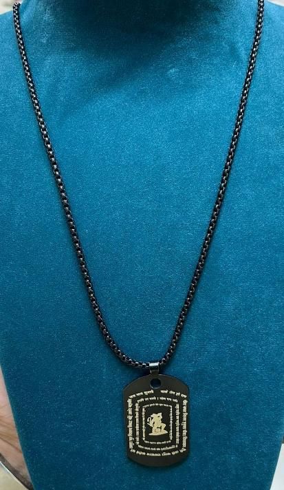 🙏 Hanuman Chalisa Pendant with Chain – Stainless Steel Spiritual Necklace for Men (Pack of 1)