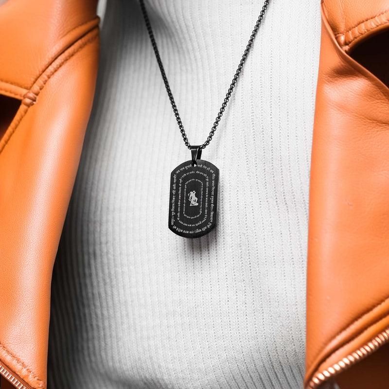 🙏 Hanuman Chalisa Pendant with Chain – Stainless Steel Spiritual Necklace for Men (Pack of 1)