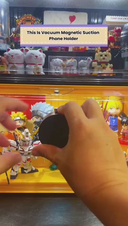 Vacuum Magnetic Suction Phone Holder – 360° Rotating, Foldable, Double-Sided Mount (Pack of 1)